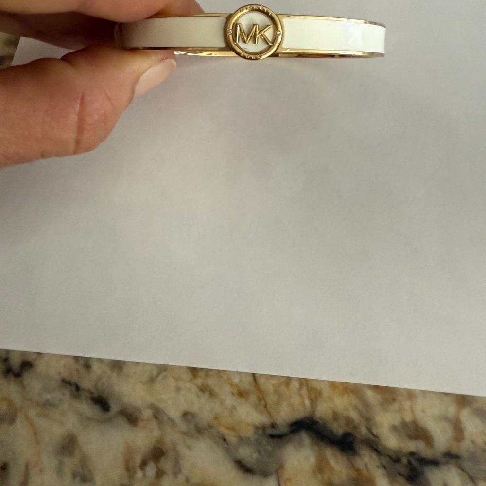Michael Kors Gold and White Bangle Bracelet
